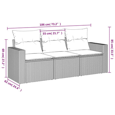 3 Piece Garden Sofa Set with Cushions Beige Poly Rattan Payday Deals