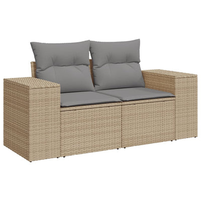 3 Piece Garden Sofa Set with Cushions Beige Poly Rattan Payday Deals