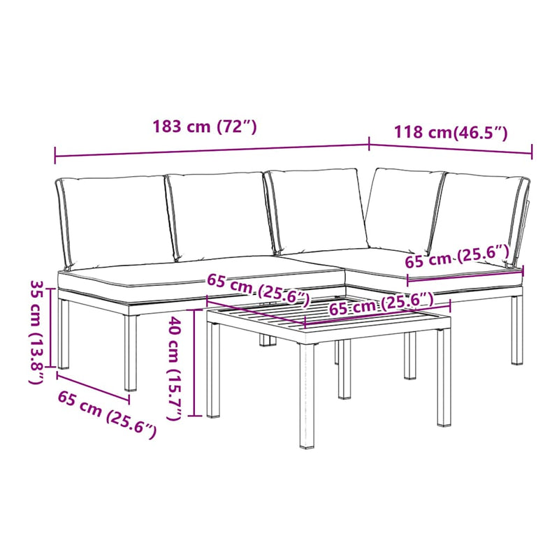 3 Piece Garden Sofa Set with Cushions Black Aluminium Payday Deals