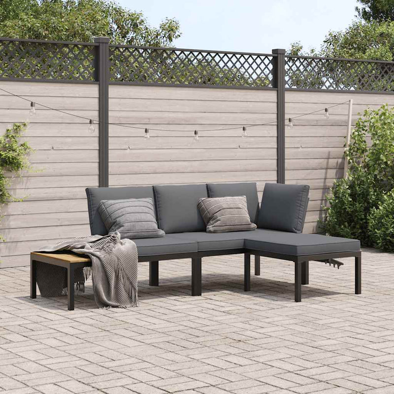 3 Piece Garden Sofa Set with Cushions Black Aluminium Payday Deals
