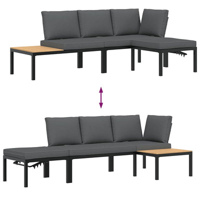 3 Piece Garden Sofa Set with Cushions Black Aluminium Payday Deals