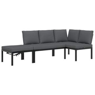 3 Piece Garden Sofa Set with Cushions Black Aluminium Payday Deals