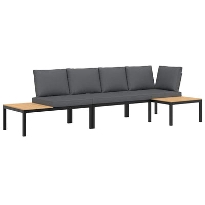 3 Piece Garden Sofa Set with Cushions Black Aluminium Payday Deals