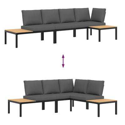 3 Piece Garden Sofa Set with Cushions Black Aluminium Payday Deals