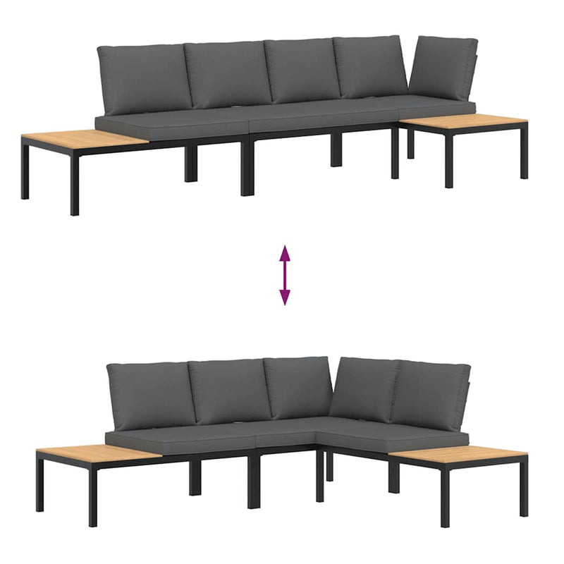 3 Piece Garden Sofa Set with Cushions Black Aluminium Payday Deals