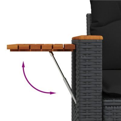 3 Piece Garden Sofa Set with Cushions Black Poly Rattan Payday Deals