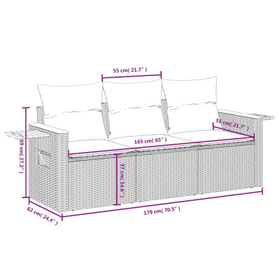 3 Piece Garden Sofa Set with Cushions Black Poly Rattan Payday Deals
