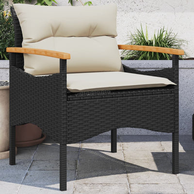 3 Piece Garden Sofa Set with Cushions Black Poly Rattan Payday Deals