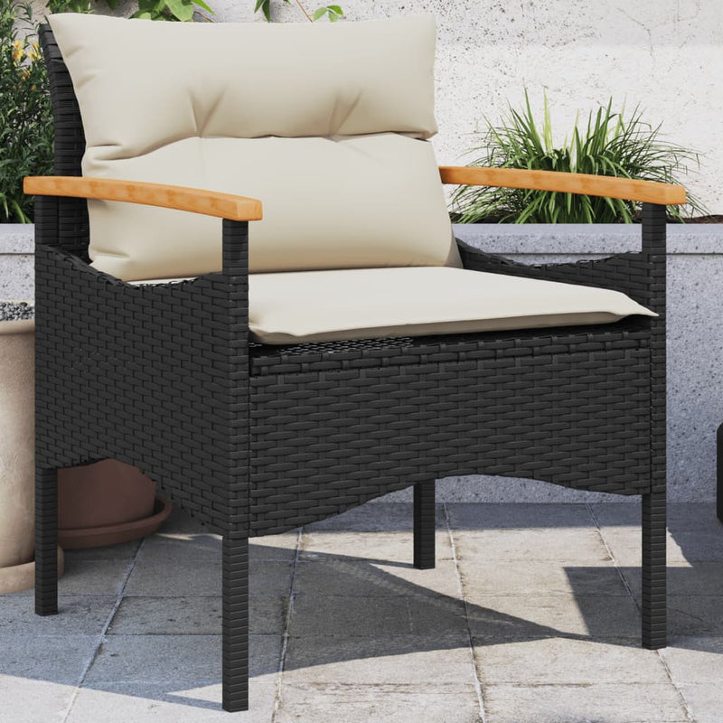 3 Piece Garden Sofa Set with Cushions Black Poly Rattan Payday Deals