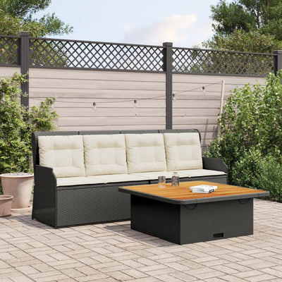 3 Piece Garden Sofa Set with Cushions Black Poly Rattan