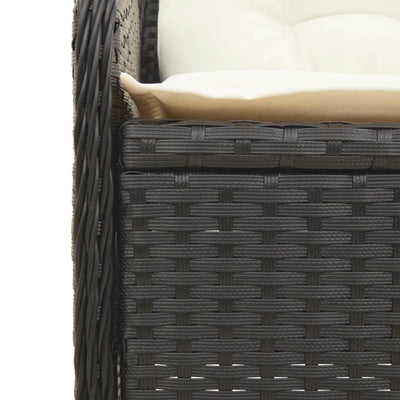 3 Piece Garden Sofa Set with Cushions Black Poly Rattan Payday Deals