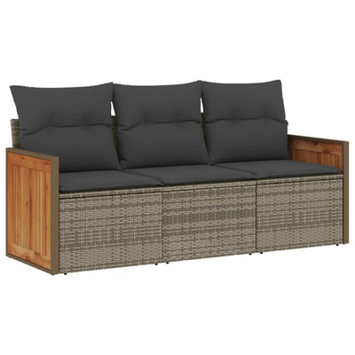 3 Piece Garden Sofa Set with Cushions Grey Poly Rattan Payday Deals