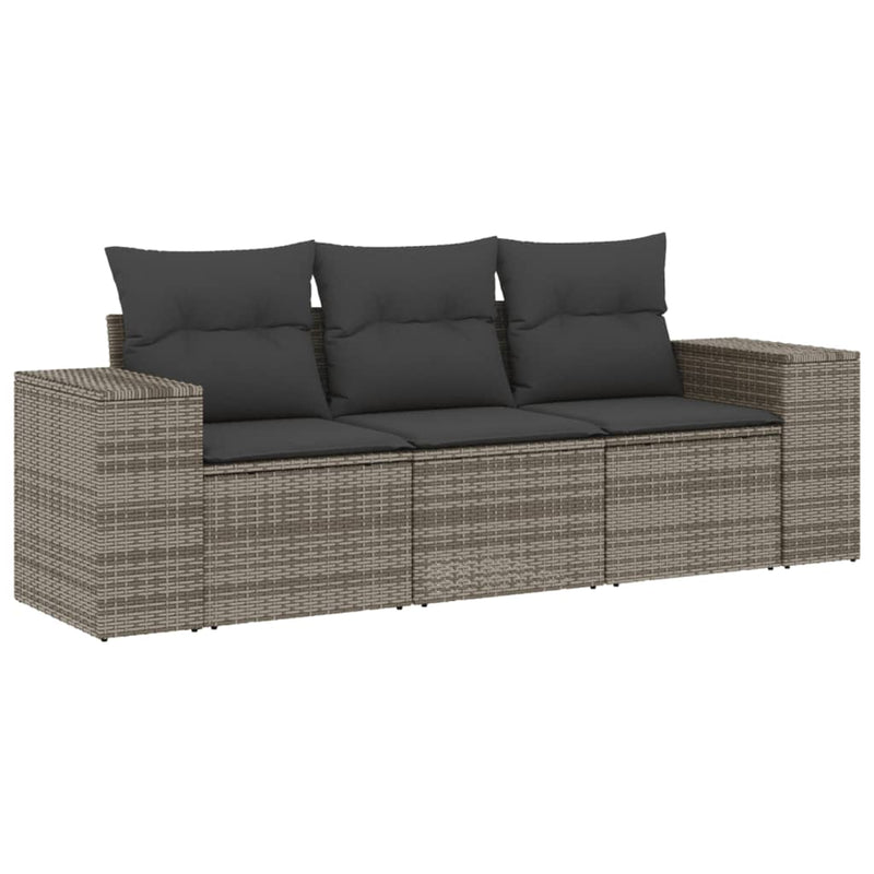 3 Piece Garden Sofa Set with Cushions Grey Poly Rattan Payday Deals