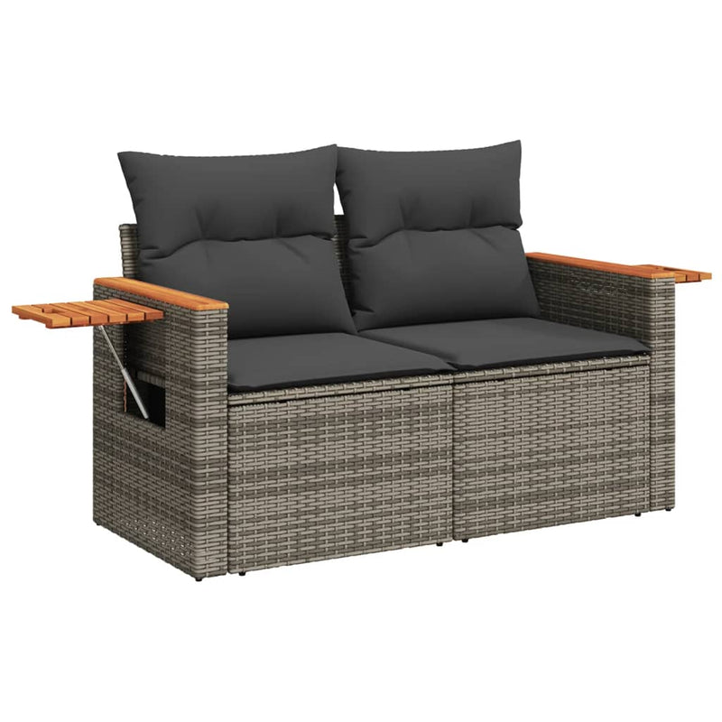 3 Piece Garden Sofa Set with Cushions Grey Poly Rattan Payday Deals