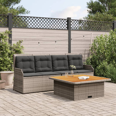 3 Piece Garden Sofa Set with Cushions Grey Poly Rattan