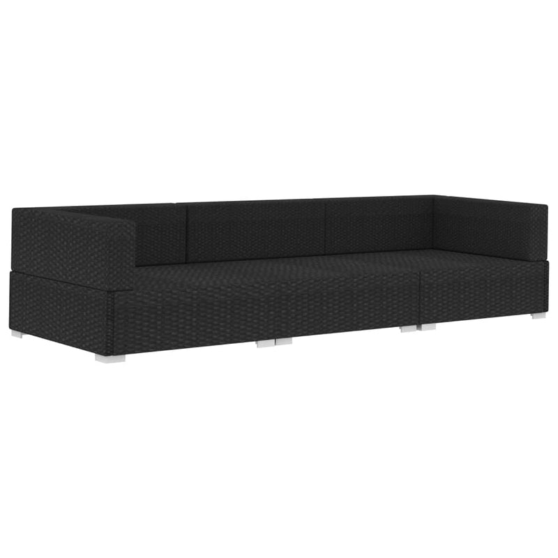 3 Piece Garden Sofa Set with Cushions Poly Rattan Black Payday Deals