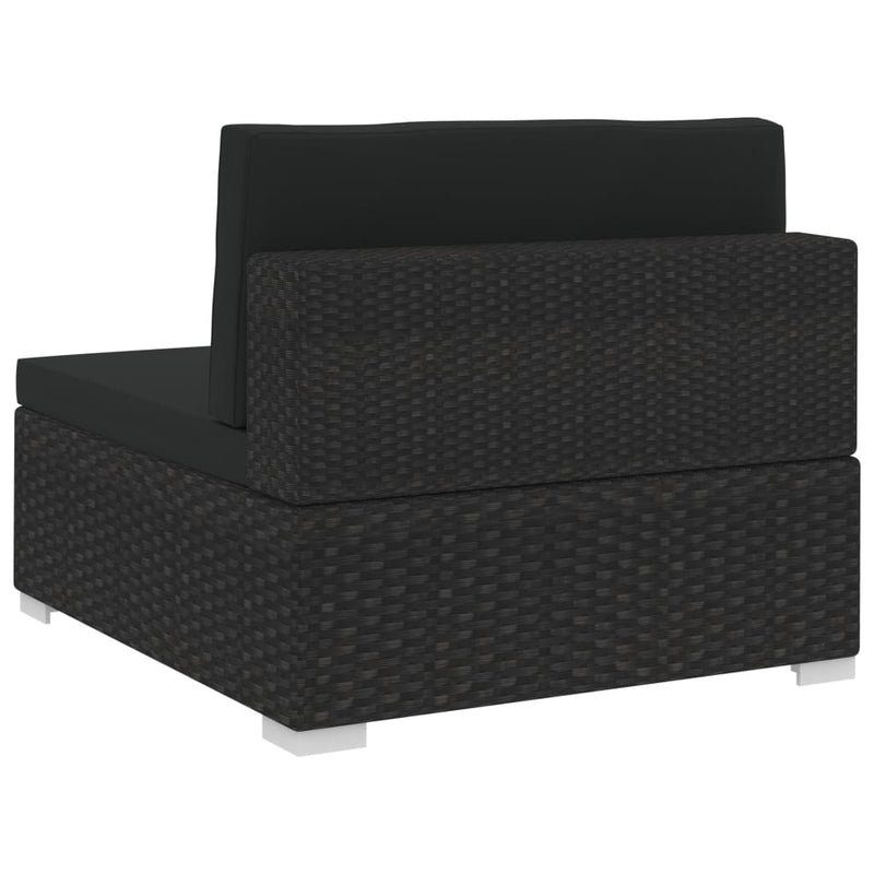 3 Piece Garden Sofa Set with Cushions Poly Rattan Black Payday Deals