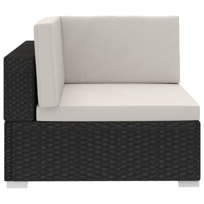 3 Piece Garden Sofa Set with Cushions Poly Rattan Black Payday Deals