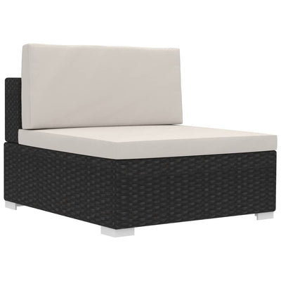 3 Piece Garden Sofa Set with Cushions Poly Rattan Black Payday Deals