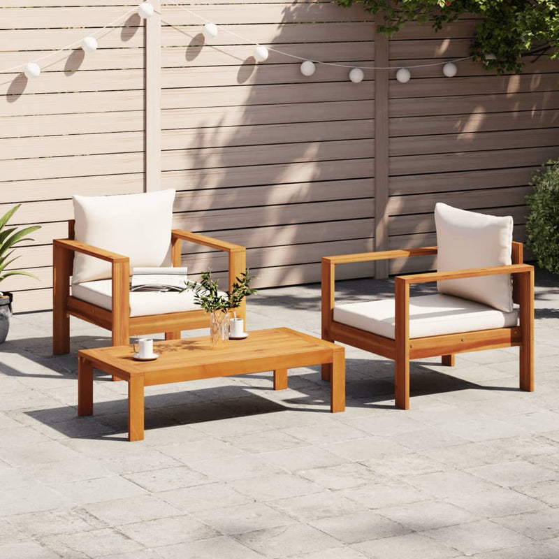 3 Piece Garden Sofa Set with Cushions Solid Wood Acacia Payday Deals