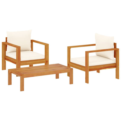 3 Piece Garden Sofa Set with Cushions Solid Wood Acacia Payday Deals