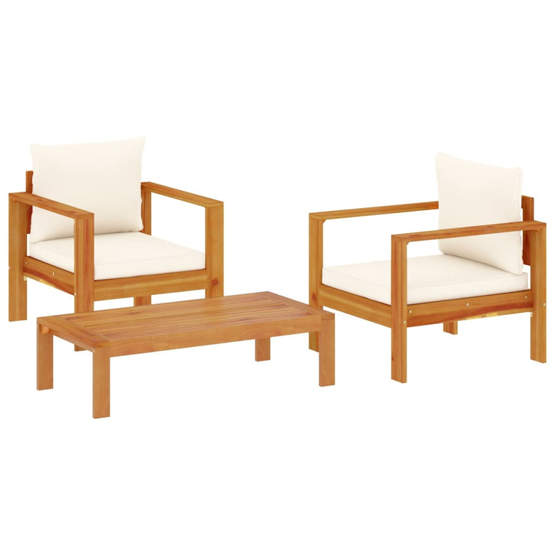 3 Piece Garden Sofa Set with Cushions Solid Wood Acacia Payday Deals