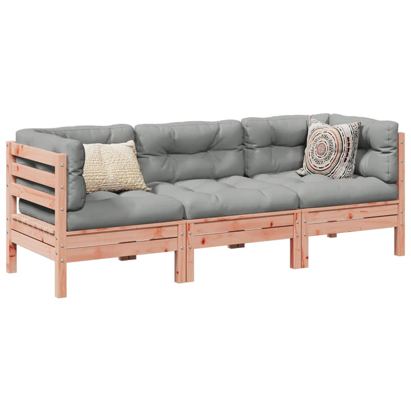 3 Piece Garden Sofa Set with Cushions Solid Wood Douglas Fir Payday Deals
