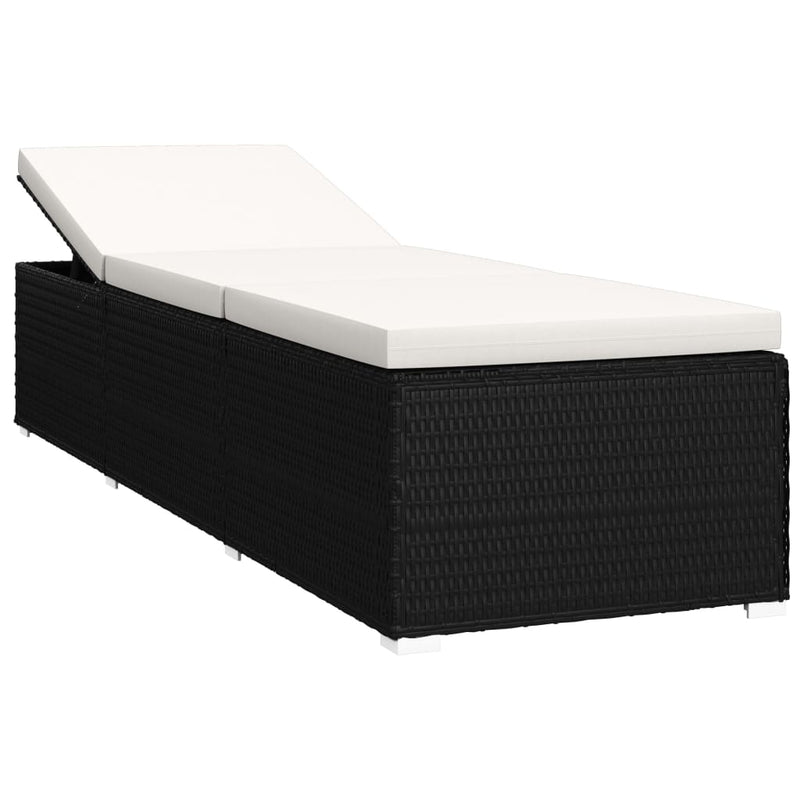 3 Piece Garden Sun Loungers with Tea Table Poly Rattan Black Payday Deals