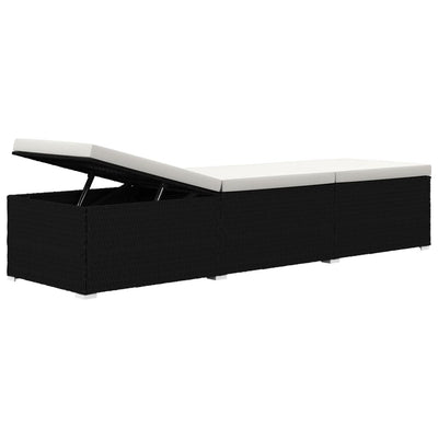 3 Piece Garden Sun Loungers with Tea Table Poly Rattan Black Payday Deals