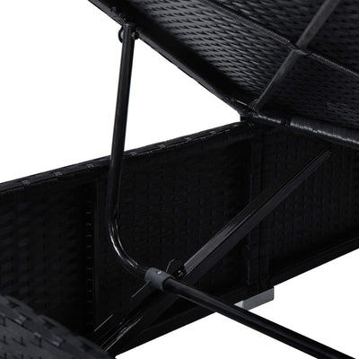 3 Piece Garden Sun Loungers with Tea Table Poly Rattan Black Payday Deals