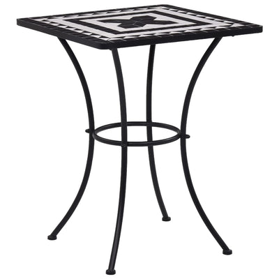 3 Piece Mosaic Bistro Set Ceramic Tile Black and White Payday Deals