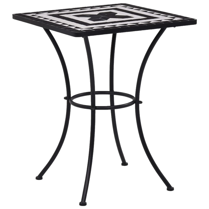3 Piece Mosaic Bistro Set Ceramic Tile Black and White Payday Deals