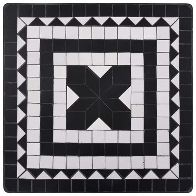 3 Piece Mosaic Bistro Set Ceramic Tile Black and White Payday Deals