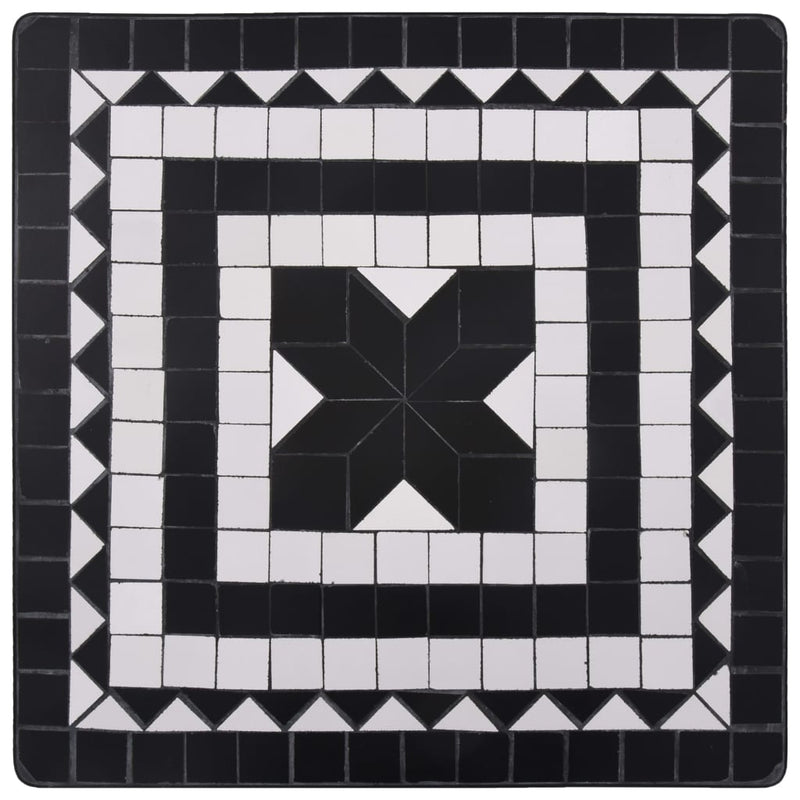 3 Piece Mosaic Bistro Set Ceramic Tile Black and White Payday Deals