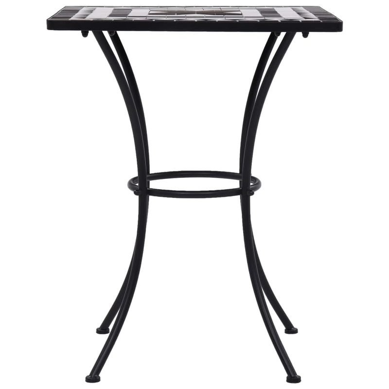 3 Piece Mosaic Bistro Set Ceramic Tile Black and White Payday Deals
