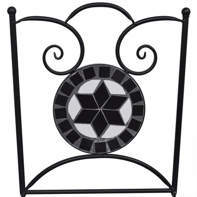 3 Piece Mosaic Bistro Set Ceramic Tile Black and White Payday Deals