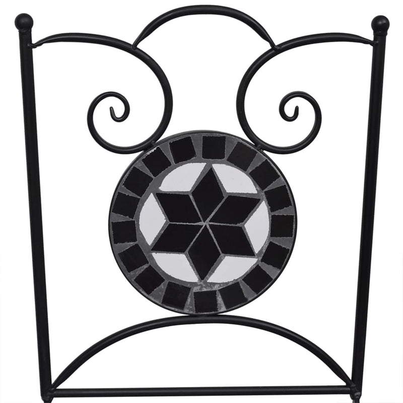 3 Piece Mosaic Bistro Set Ceramic Tile Black and White Payday Deals
