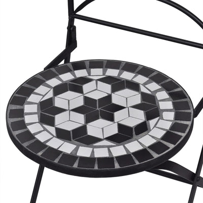 3 Piece Mosaic Bistro Set Ceramic Tile Black and White Payday Deals