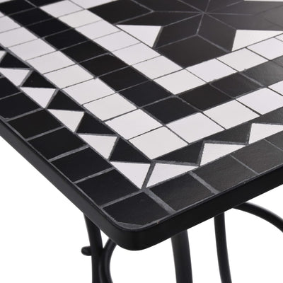 3 Piece Mosaic Bistro Set Ceramic Tile Black and White Payday Deals