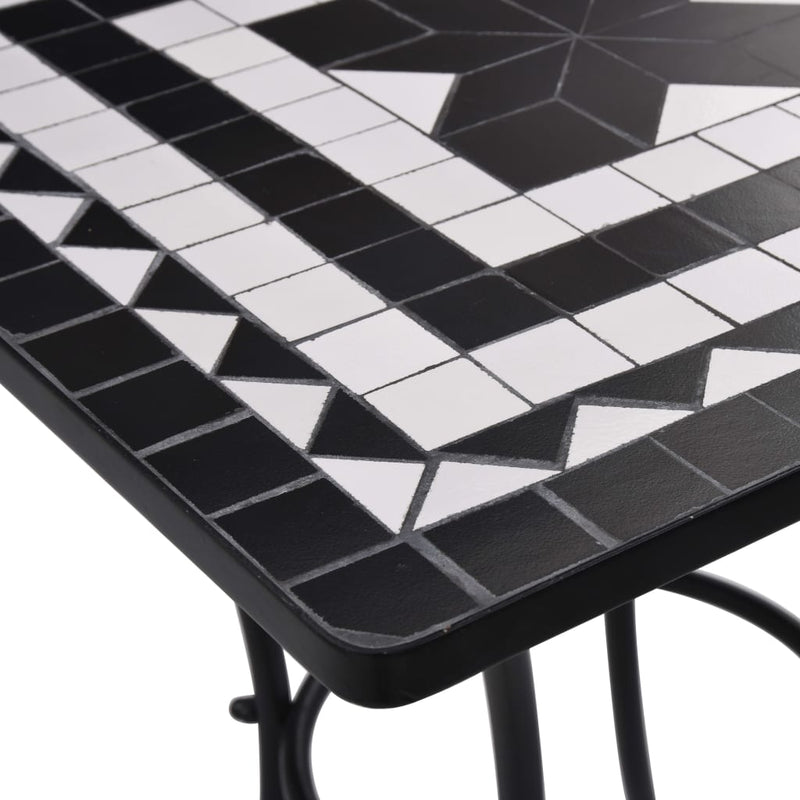3 Piece Mosaic Bistro Set Ceramic Tile Black and White Payday Deals