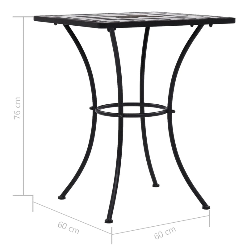 3 Piece Mosaic Bistro Set Ceramic Tile Black and White Payday Deals