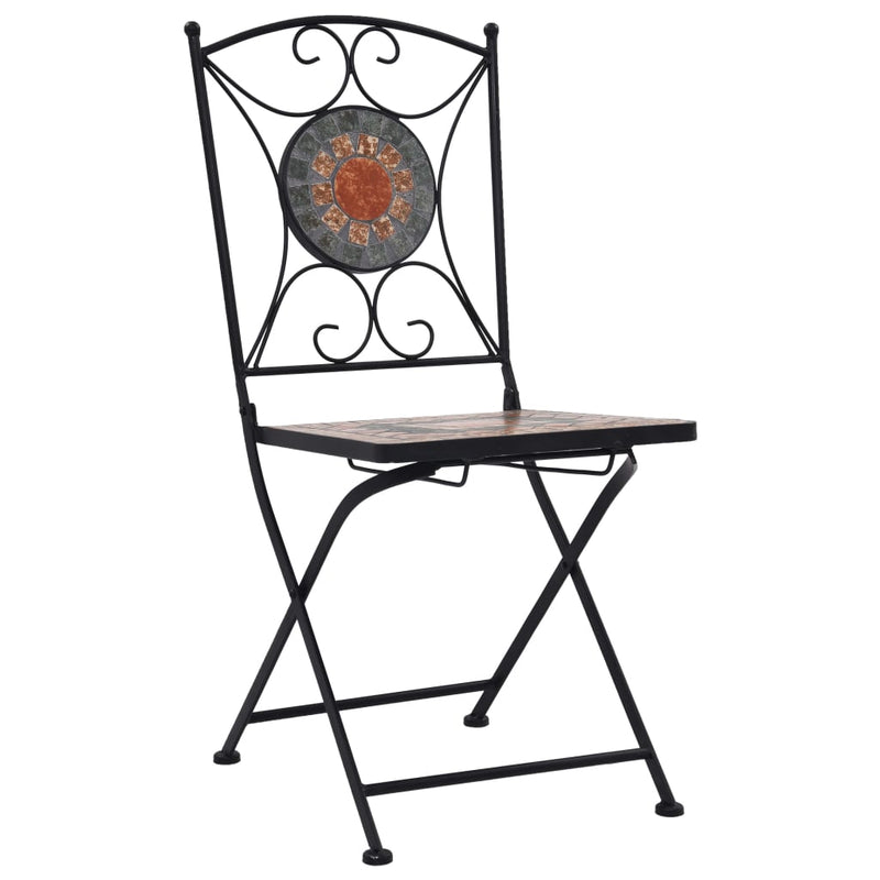 3 Piece Mosaic Bistro Set Ceramic Tile Orange/Grey Payday Deals