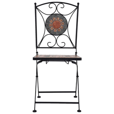3 Piece Mosaic Bistro Set Ceramic Tile Orange/Grey Payday Deals
