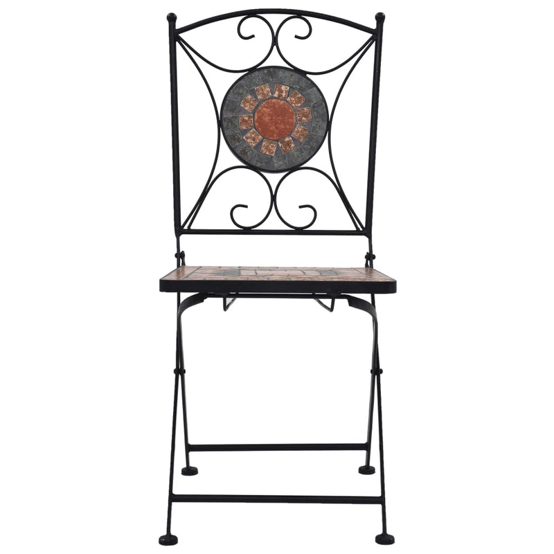 3 Piece Mosaic Bistro Set Ceramic Tile Orange/Grey Payday Deals