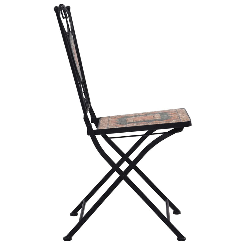 3 Piece Mosaic Bistro Set Ceramic Tile Orange/Grey Payday Deals