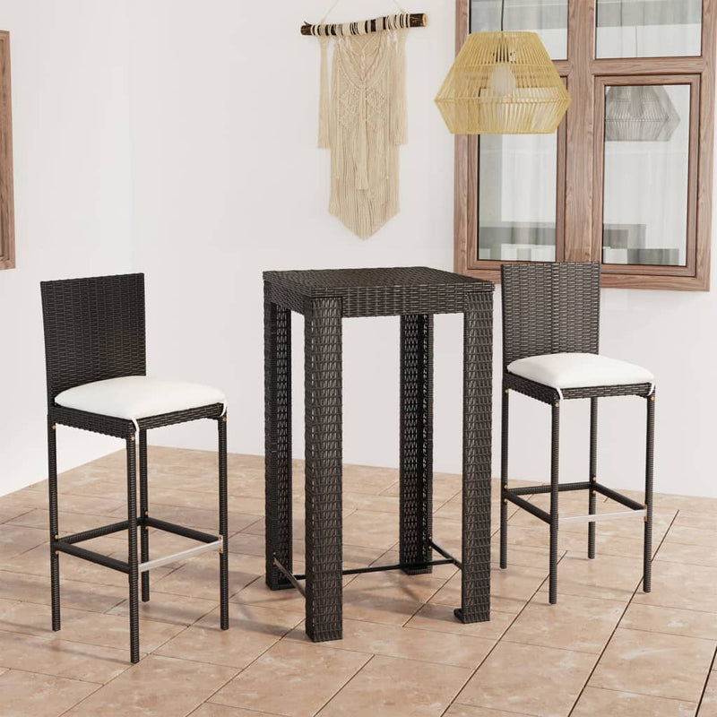 3 Piece Outdoor Bar Set with Cushions Poly Rattan Black Payday Deals