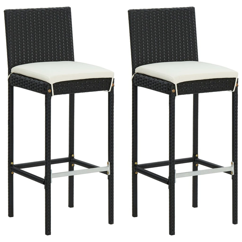 3 Piece Outdoor Bar Set with Cushions Poly Rattan Black Payday Deals