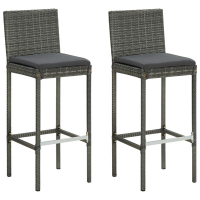 3 Piece Outdoor Bar Set with Cushions Poly Rattan Grey Payday Deals