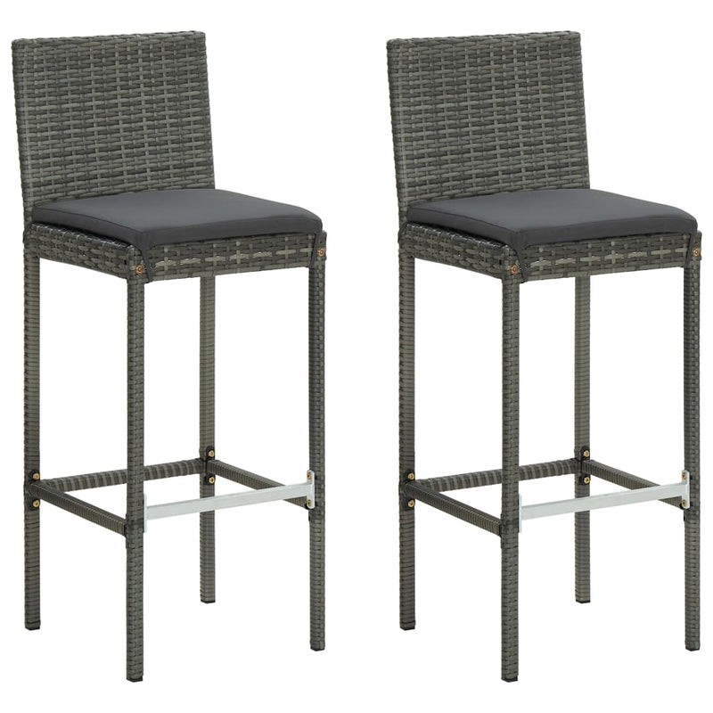 3 Piece Outdoor Bar Set with Cushions Poly Rattan Grey Payday Deals