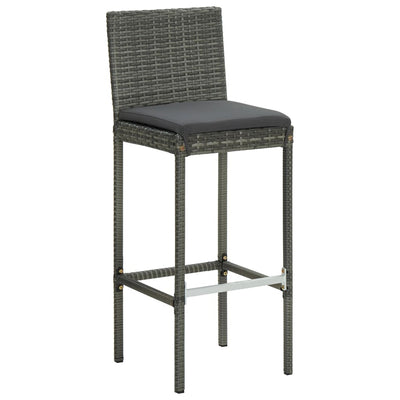 3 Piece Outdoor Bar Set with Cushions Poly Rattan Grey Payday Deals